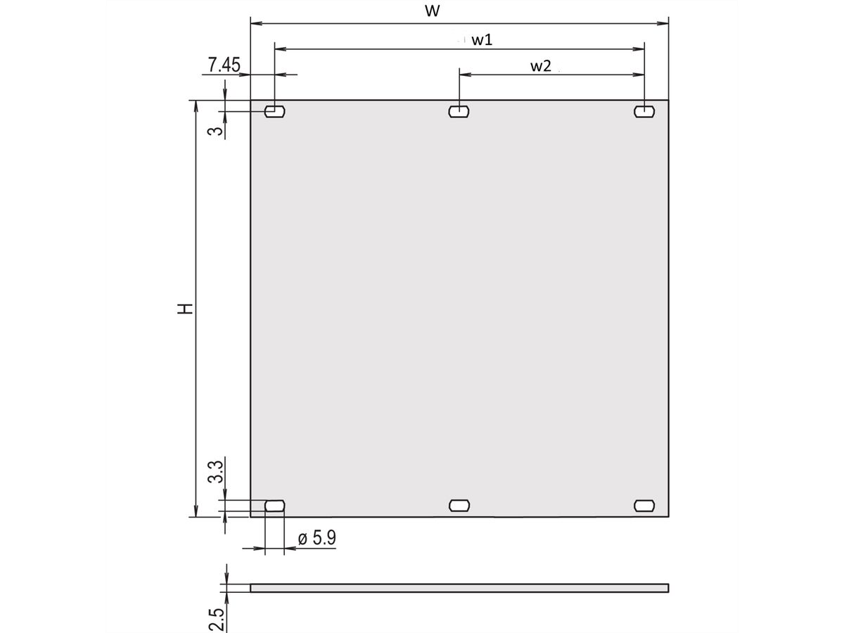 SCHROFF Face avant, non blindée, 6 U, 21 HP, 2,5 mm, alu, face avant anodisée, face arrière conductrice