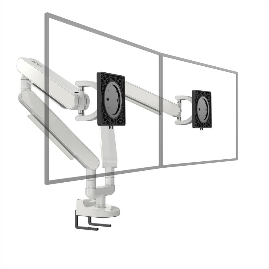 BACHMANN ZG2 bras double pour écran DS blanc, montage sur bureau, 17-34 pouces, jusqu'à 11 kg