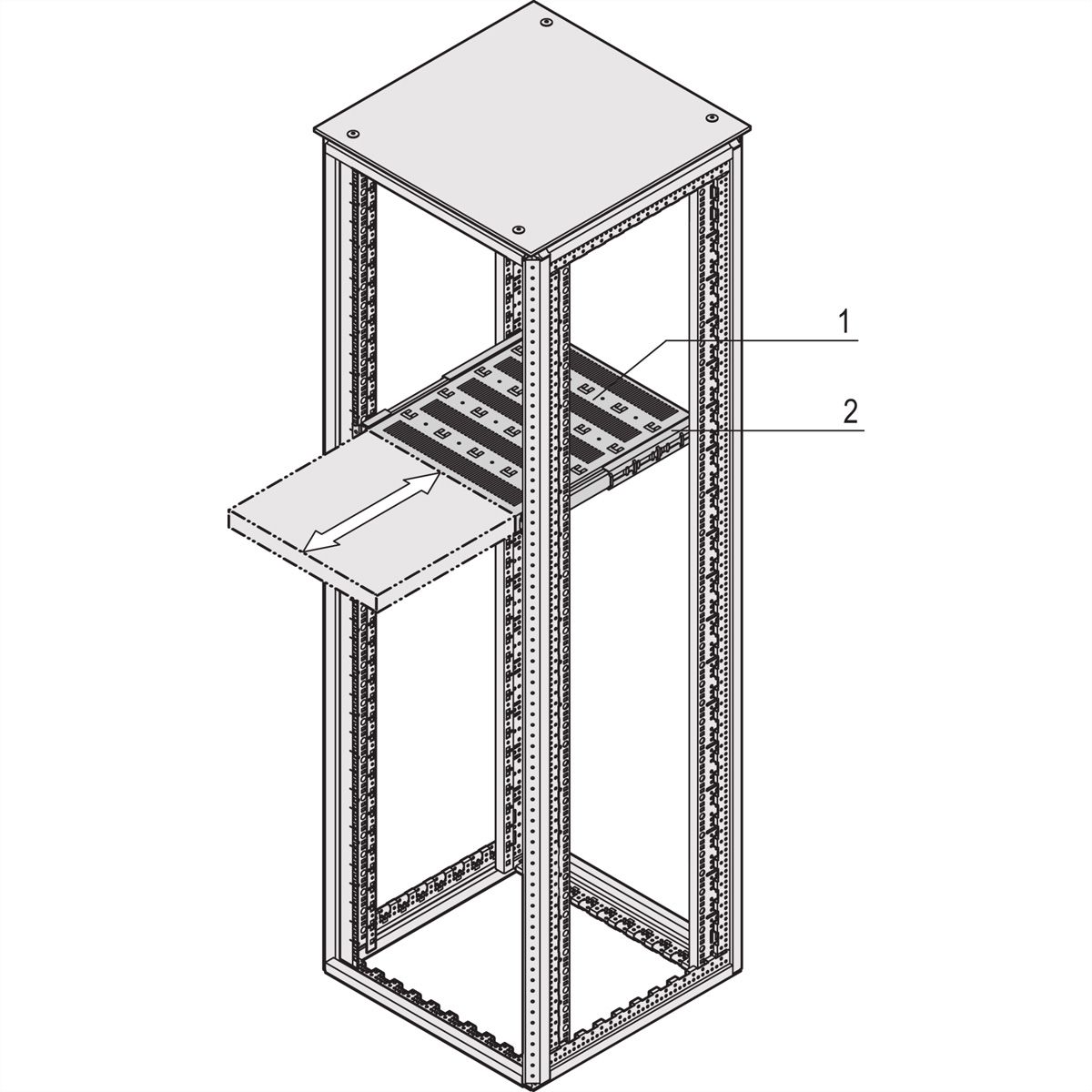 SCHROFF Varistar 19'' étagère, télescopique, 30 kg, RAL 7035, 600W 800D