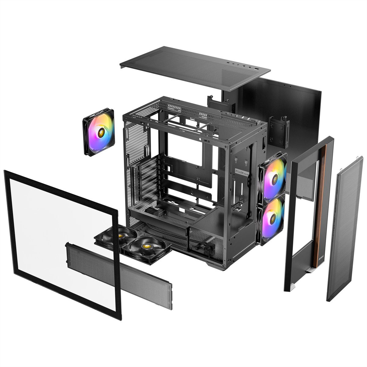 ANTEC FLUX Rear ATX/Micro-ATX/ITX Boîtier PC Midi Tower, noir