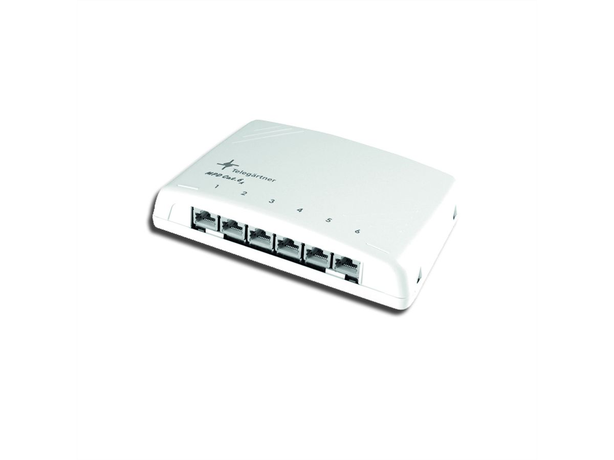 TELEGÄRTNER Mini distributeur blindé, blanc alpin, MPD8-HS K Cat.6A (profond selon ISO/IEC)