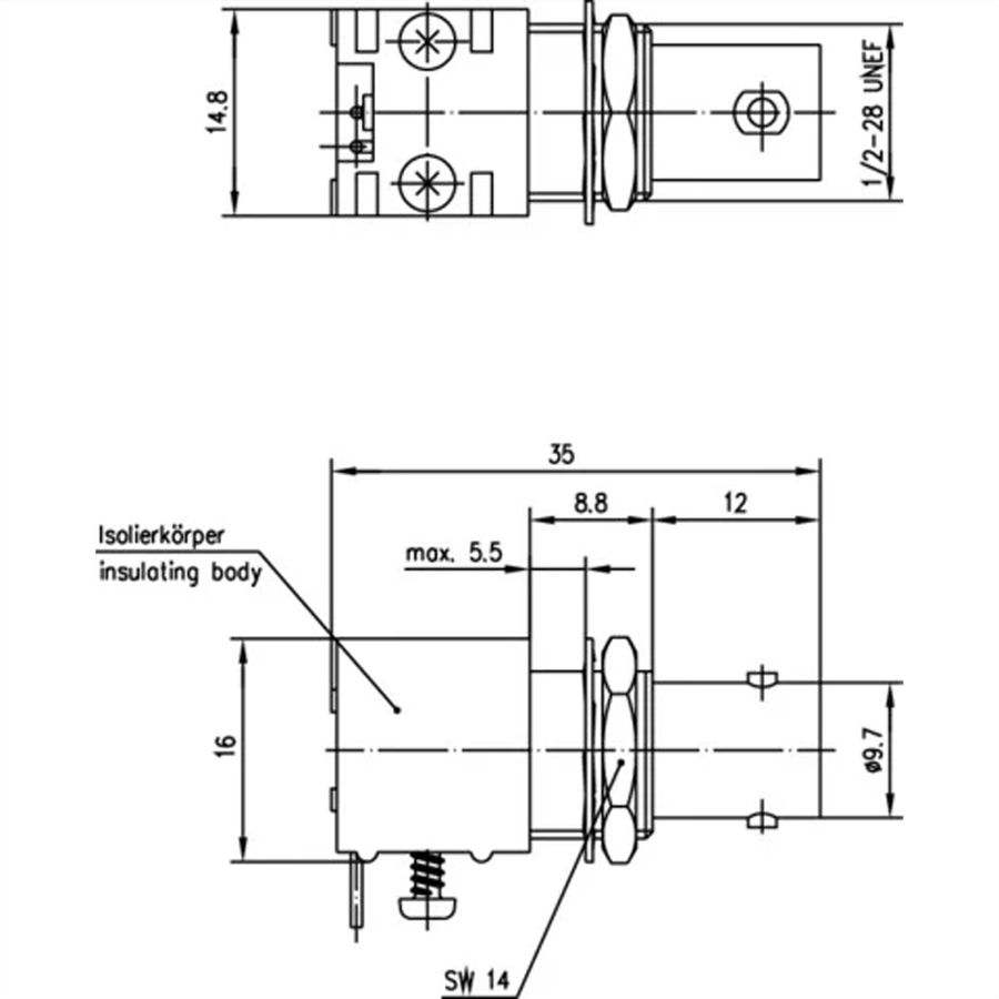 TELEGÄRTNER Prise BNC encastrable 50 ohms , impression inclinée