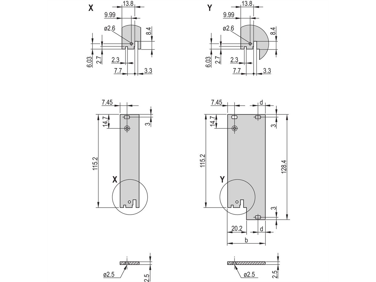 SCHROFF Unité enfichable, face avant, non blindée, pour IEL, IET, Type 2 poignée, 3 U, 5 HP, 2,5 mm, alu, anodisé avant, conducteur arrière