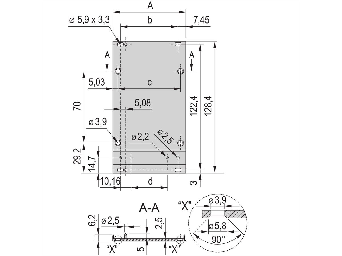 SCHROFF Cadre type unité enfichable Face avant, Refrofit blindage, 3 U, 21 HP, 2,5 mm, Al, Anodisé frontal, Conducteur arrière