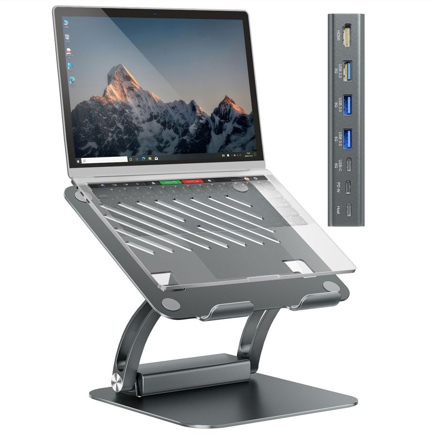 EXSYS EX-1224HM Support pour ordinateur portable, avec station d'accueil USB-C 7 en 1 amovible