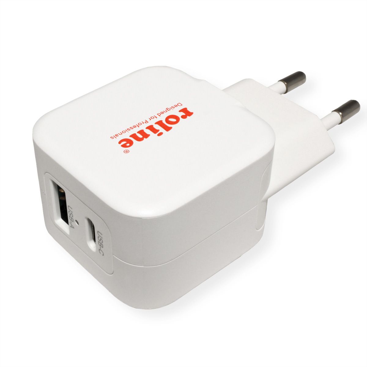ROLINE Chargeur USB avec prise Euro, 2 ports, 1x QC3.0 A + 1x C (PD), 20W