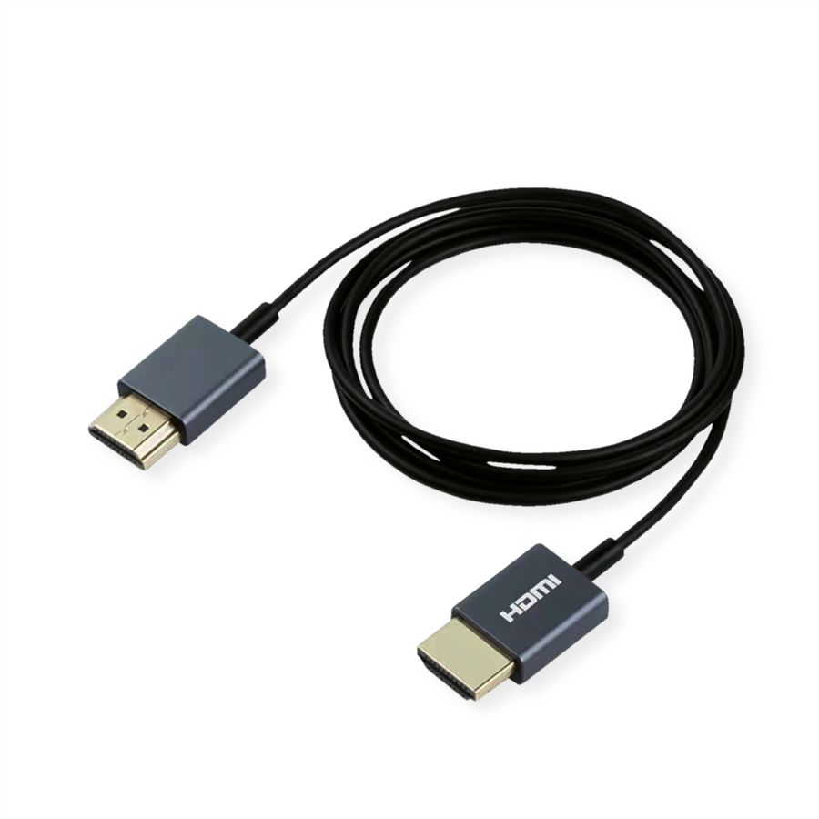 ROLINE Câble HDMI Ultra HD avec Ethernet, 4K, M/M, ultra-slim, coaxial, noir, 2 m