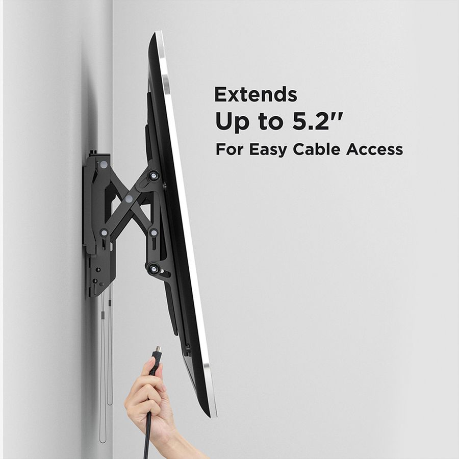 VALUE Support mural TV, distance murale de 47 mm, inclinable, <203,2cm/80", <75kg