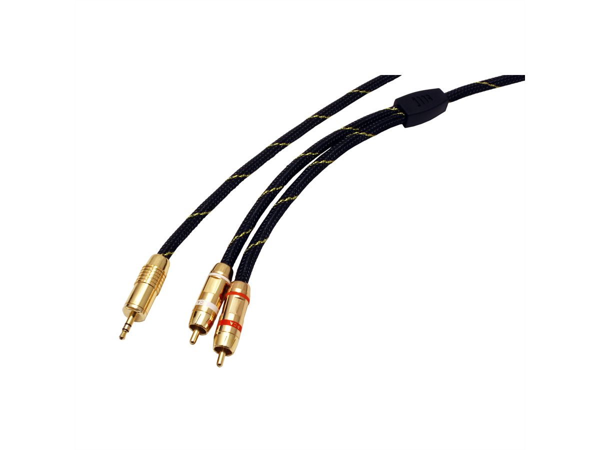 ROLINE GOLD Câble audio 3,5mm Stéréo - 2x RCA, M / M, Retail Blister, 5 m