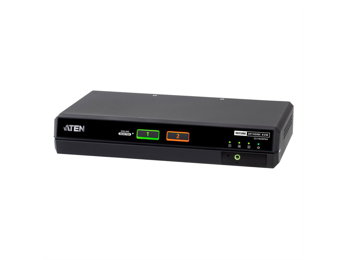ATEN CS1182DPH4 Commutateur KVM sécurisé universel, 2 ports USB 5K DisplayPort/HDMI