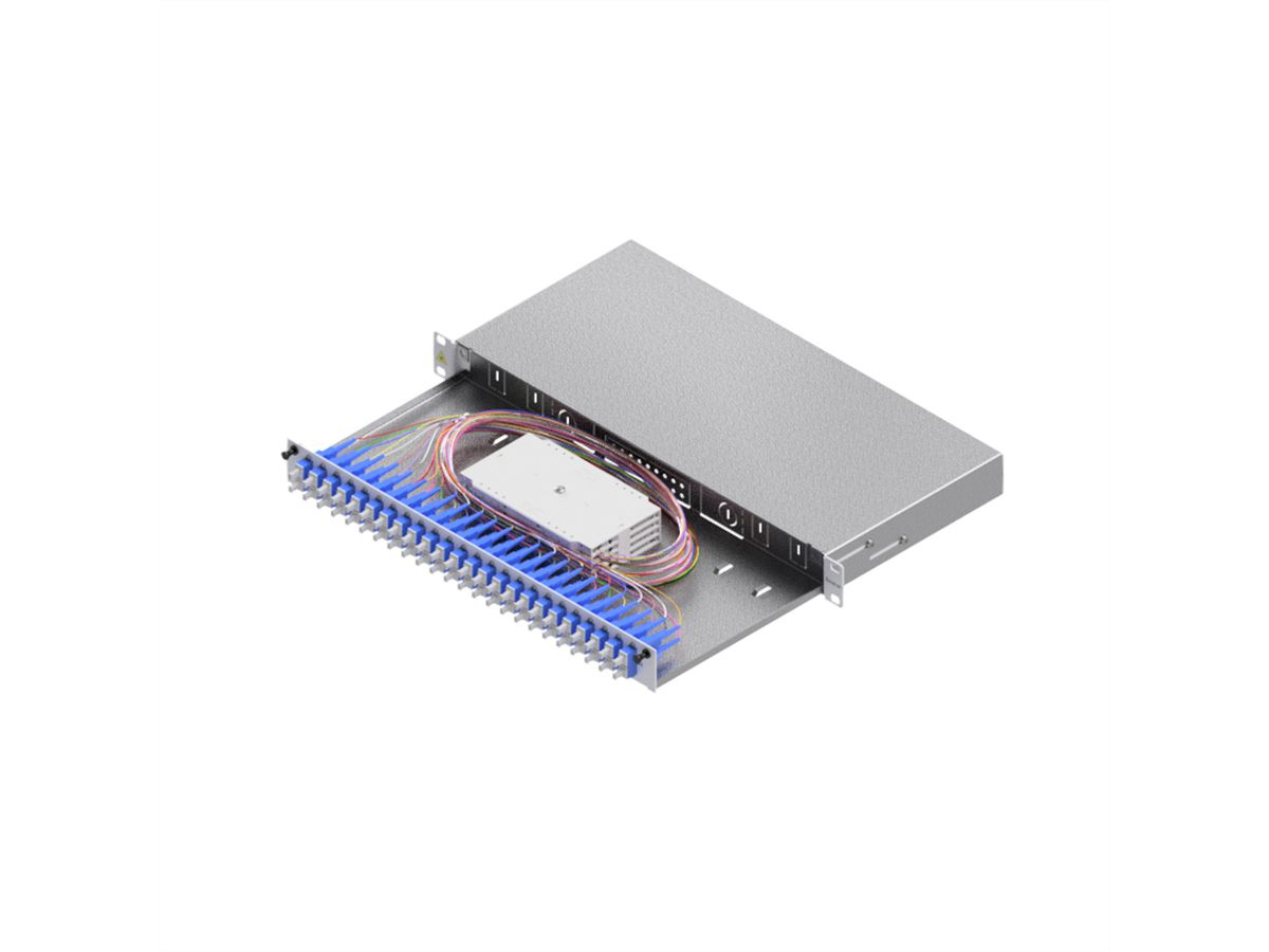 EasyLan Tiroir FO pour fusion basique catégorie C, 19" 1U, 24 ports, 24x SC-duplex, OS2