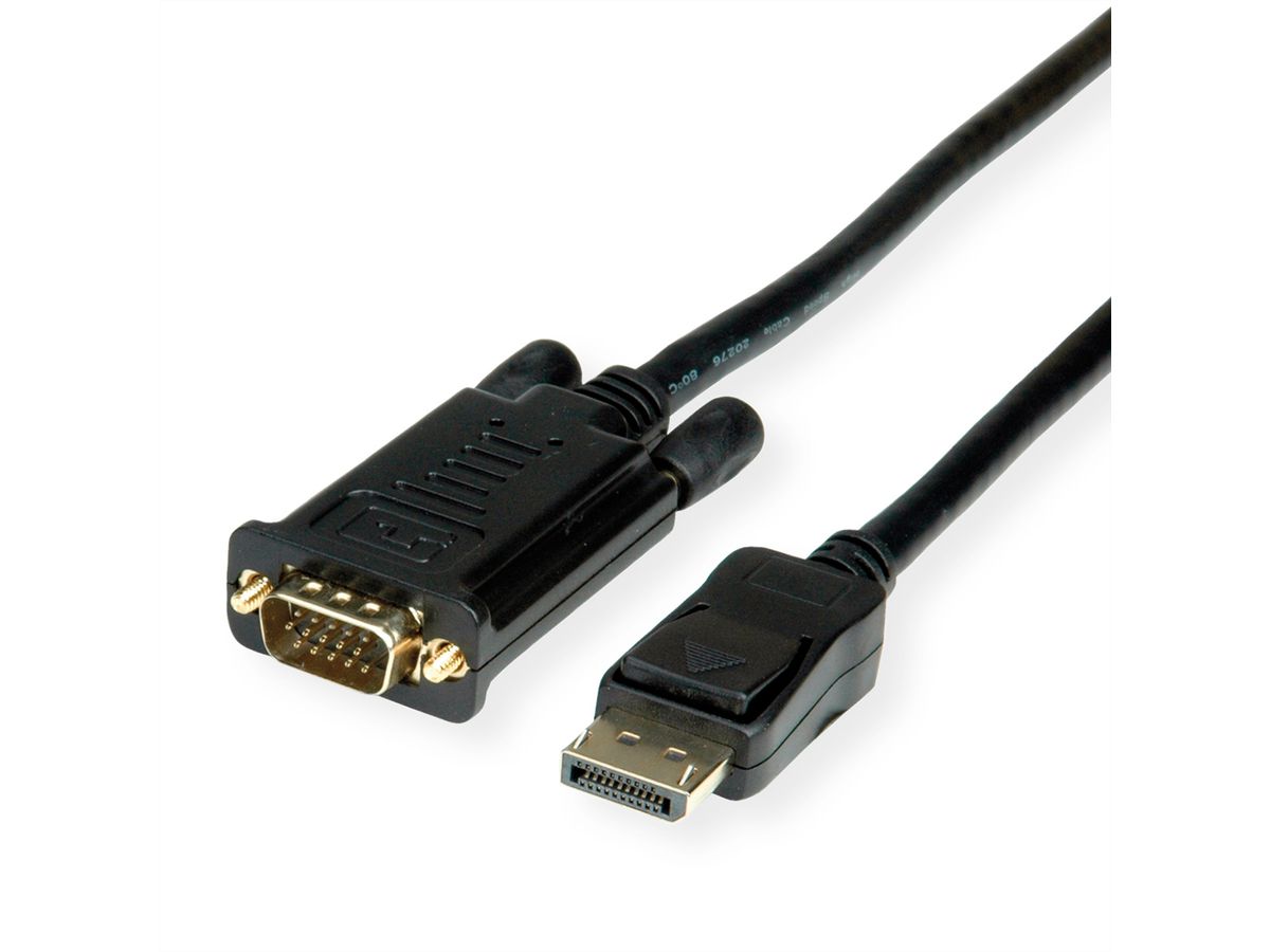 VALUE Câble DisplayPort-VGA, DP M - VGA M, noir, 5 m