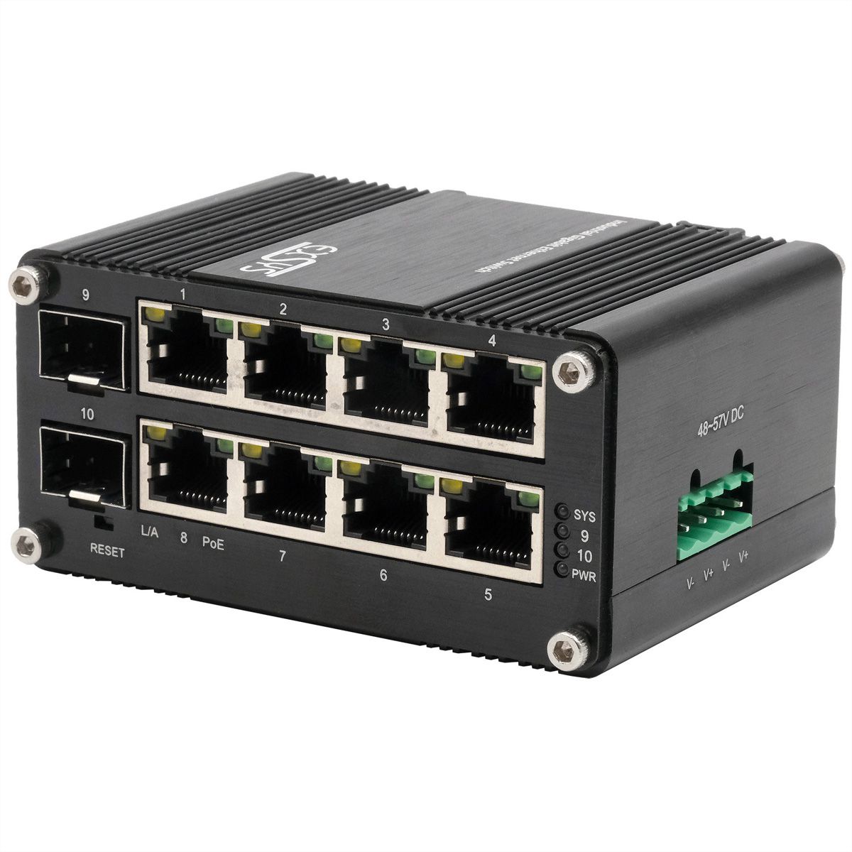 EXSYS EX-62035MPoE-SFP Mini commutateur industriel 8+2 ports Gigabit SFP PoE+, géré par le Web
