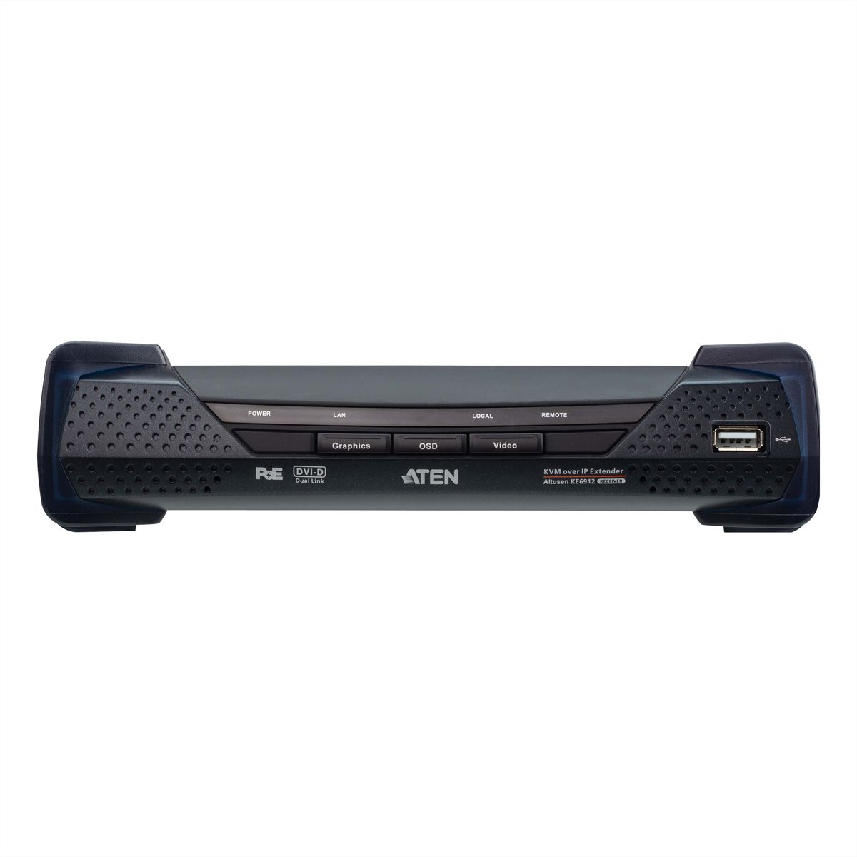 ATEN KE6912R Système d'extension KVM 2K DVI-D Dual Link sur IP avec PoE, récepteur