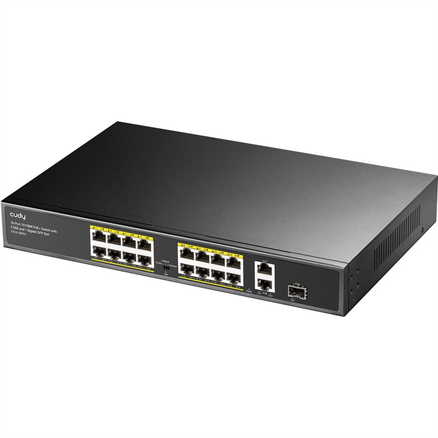 CUDY FS1018PS1 Switch 16 ports 10/100M PoE+, 2 ports Gigabit Uplink 1 SFP  200W