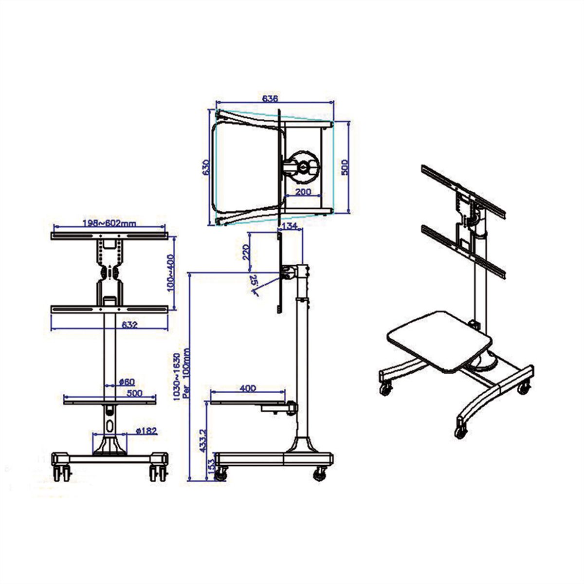 VALUE Support LCD/TV sur roues, jusqu'à 35kg (27" - 47"), noir