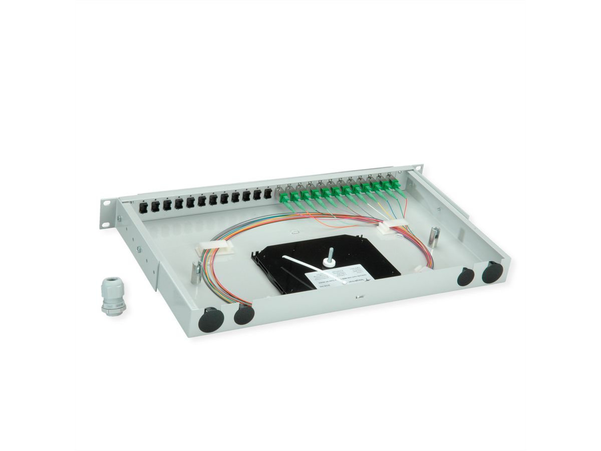 TELEGÄRTNER BASIS V Panneau fibre optique avec coupleurs & Pigtails , 12x E2000, OS2 vert APC