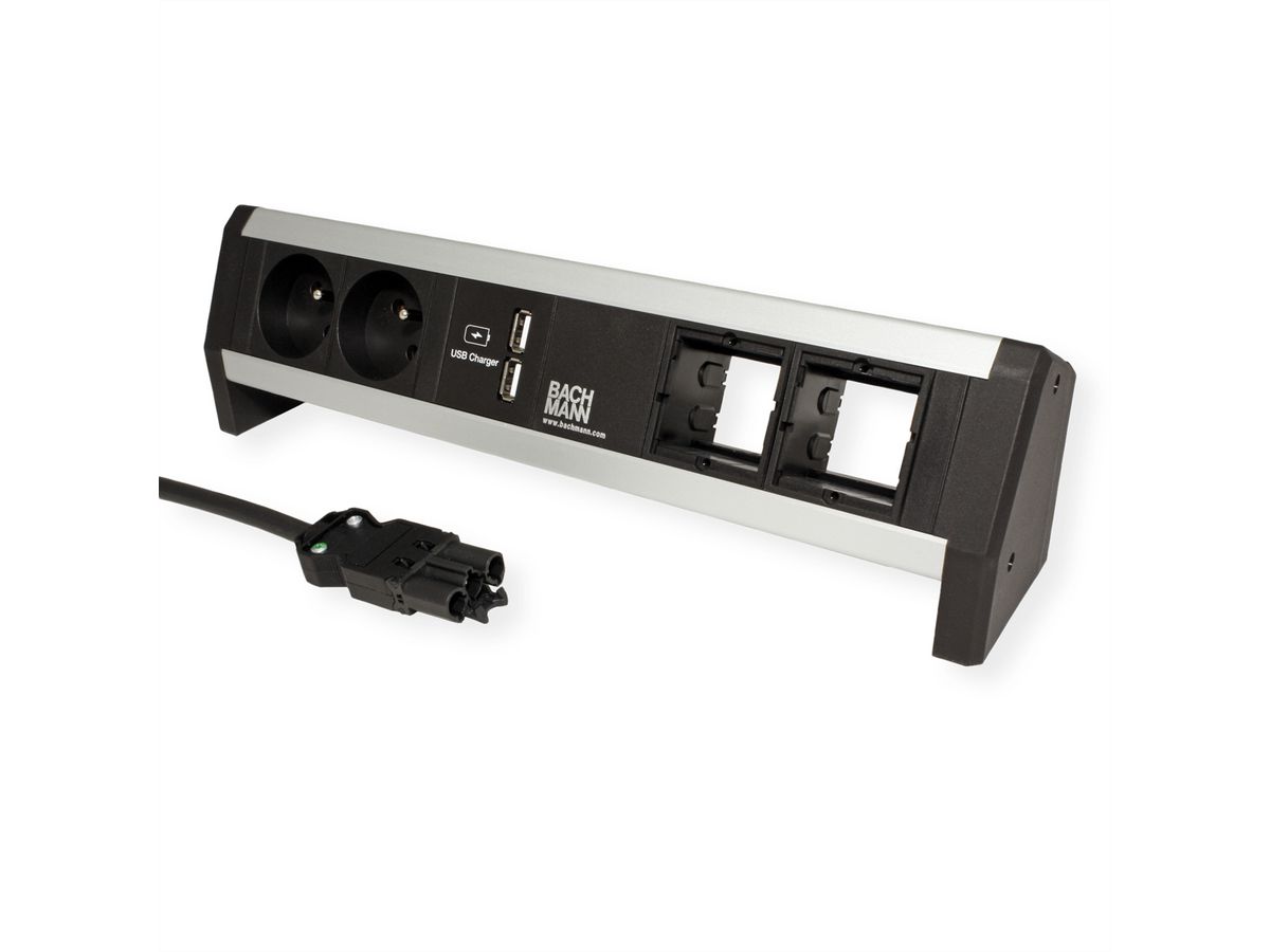 BACHMANN DESK1 Bloc multiprise 2xUTE 1x chargeur USB double A/A 15W