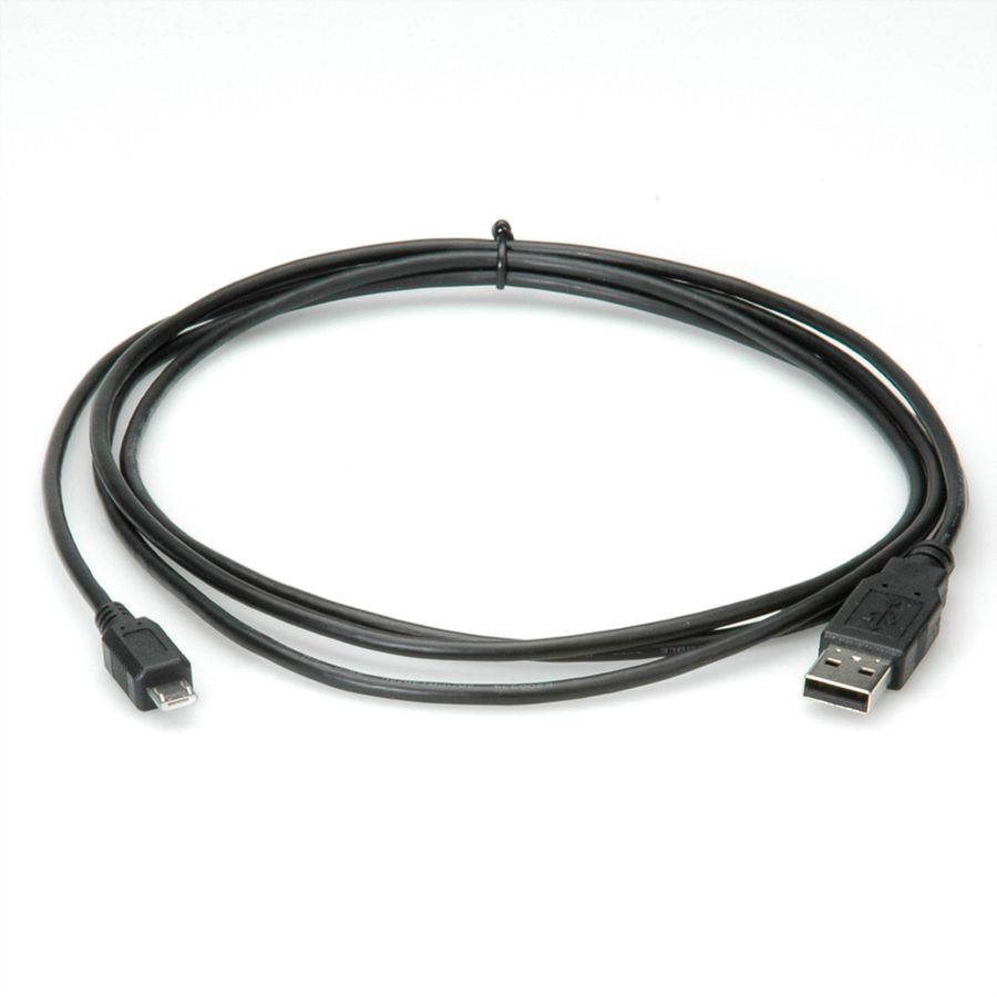 ROLINE Câble USB 2.0, USB A mâle - Micro USB B mâle, noir, 1,8 m