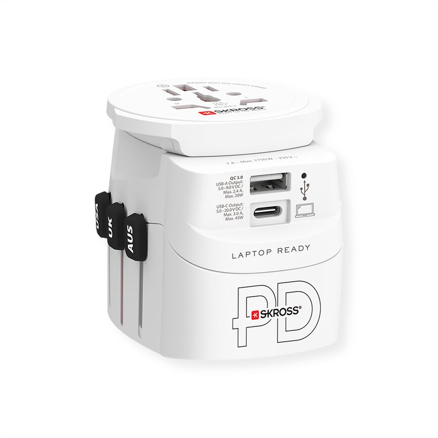 SKROSS Adaptateur de voyage PRO Light USB A/C 45PD World, monde