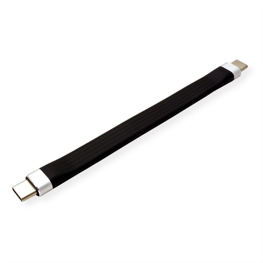 ROLINE Câble USB 3.2 Gen 2 en silicone, avec PD, Emark, C-C, M/M, 8K UHD, 10Gbit/s, 60W, noir, 11 cm