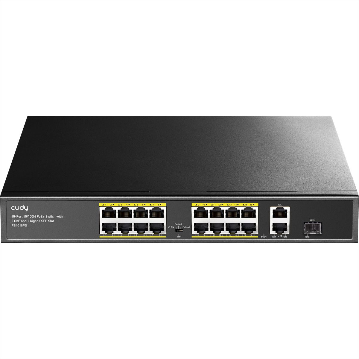 CUDY FS1018PS1 Switch 16 ports 10/100M PoE+, 2 ports Gigabit Uplink 1 SFP  200W