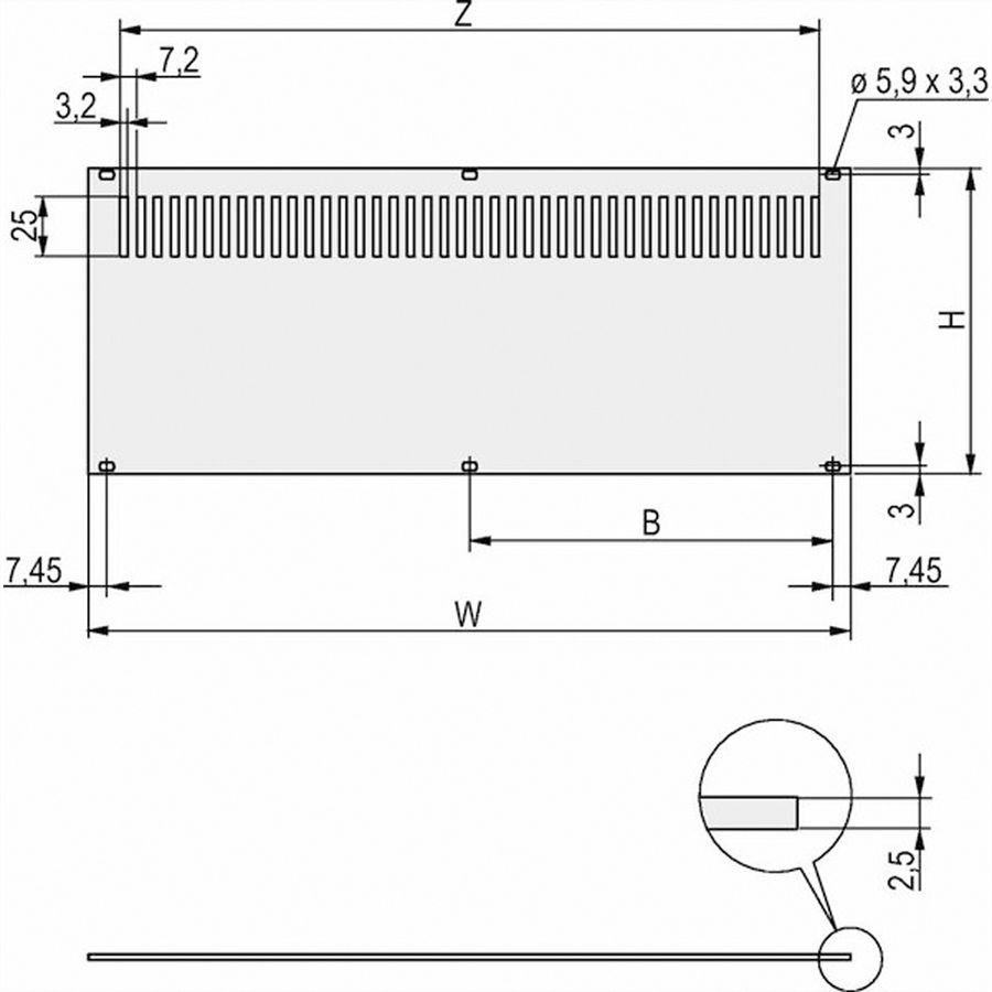 Panneau arrière SCHROFF, perforé, non blindé, pour RatiopacPRO et PropacPRO, 6 U, 42 HP