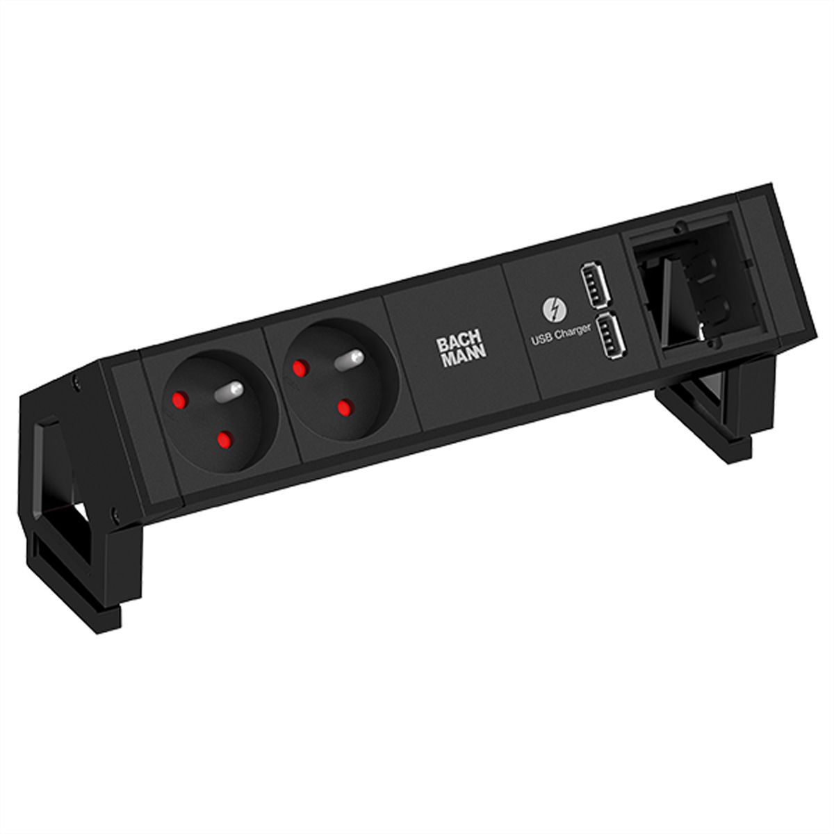 BACHMANN DESK2 2xUTE 1xUSB Charger 1xCM courant 0,2m GST18 RAL9005