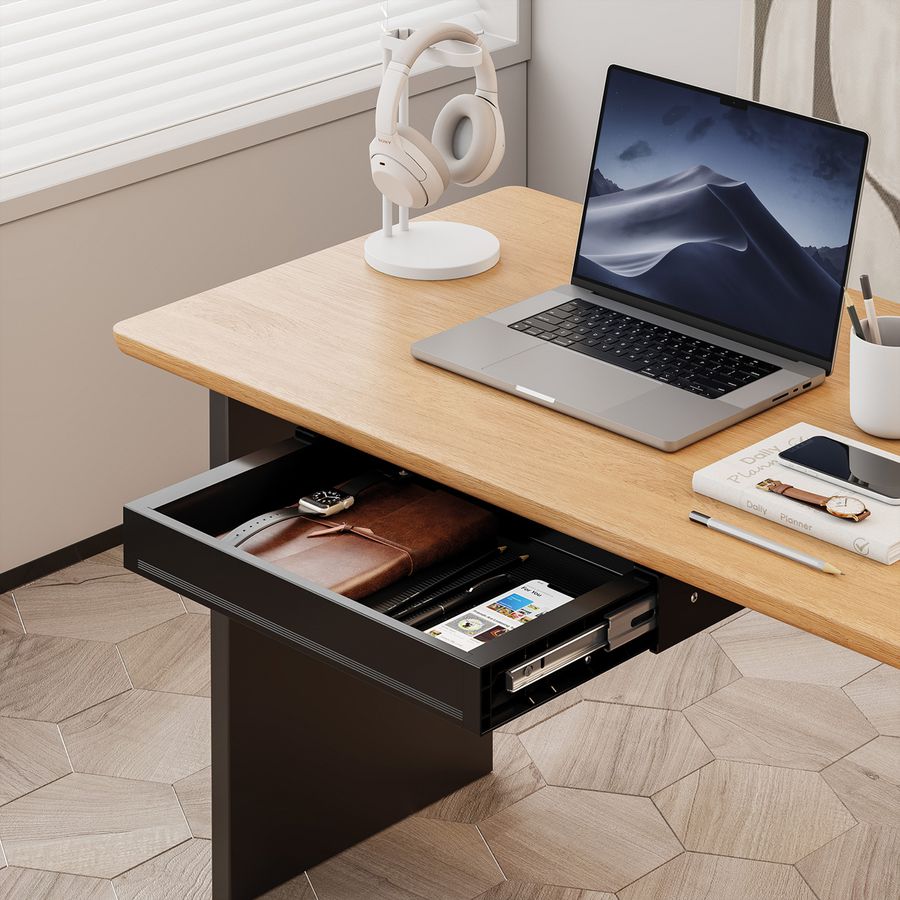 VALUE Tiroir sous bureau ultra-mince, taille moyenne, noir