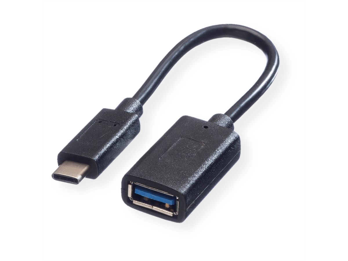 VALUE Câble USB 3.2 Gen 1, Type C - A, M/F, OTG, noir, 0,15 m