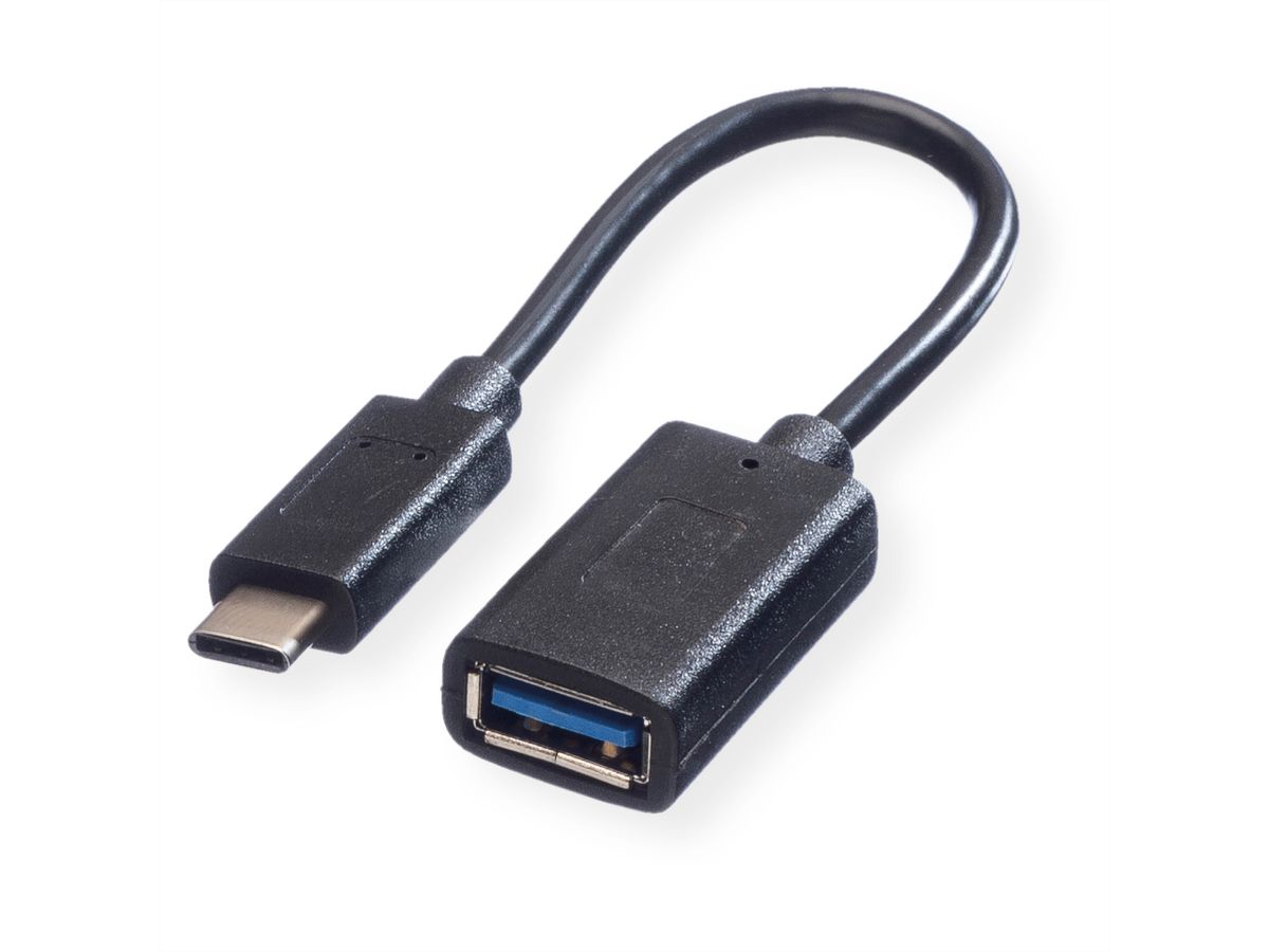 VALUE Câble USB 3.2 Gen 1, Type C - A, M/F, OTG, noir, 0,15 m