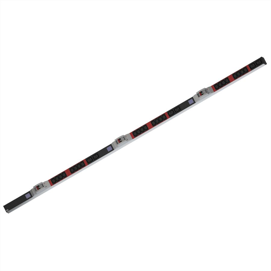 BACHMANN BN0500 PDU 19" 1U 24xC13 6xC19, mesure de puissance, prise CEE 3x32A, rouge