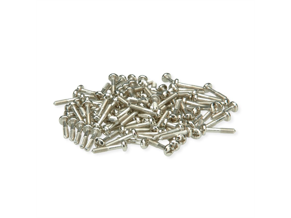 SCHROFF Vis à gorge, Cruciforme/ fendue (Philips), M2.5 x 12.3 mm, Acier, Nickelé, 100 pièces