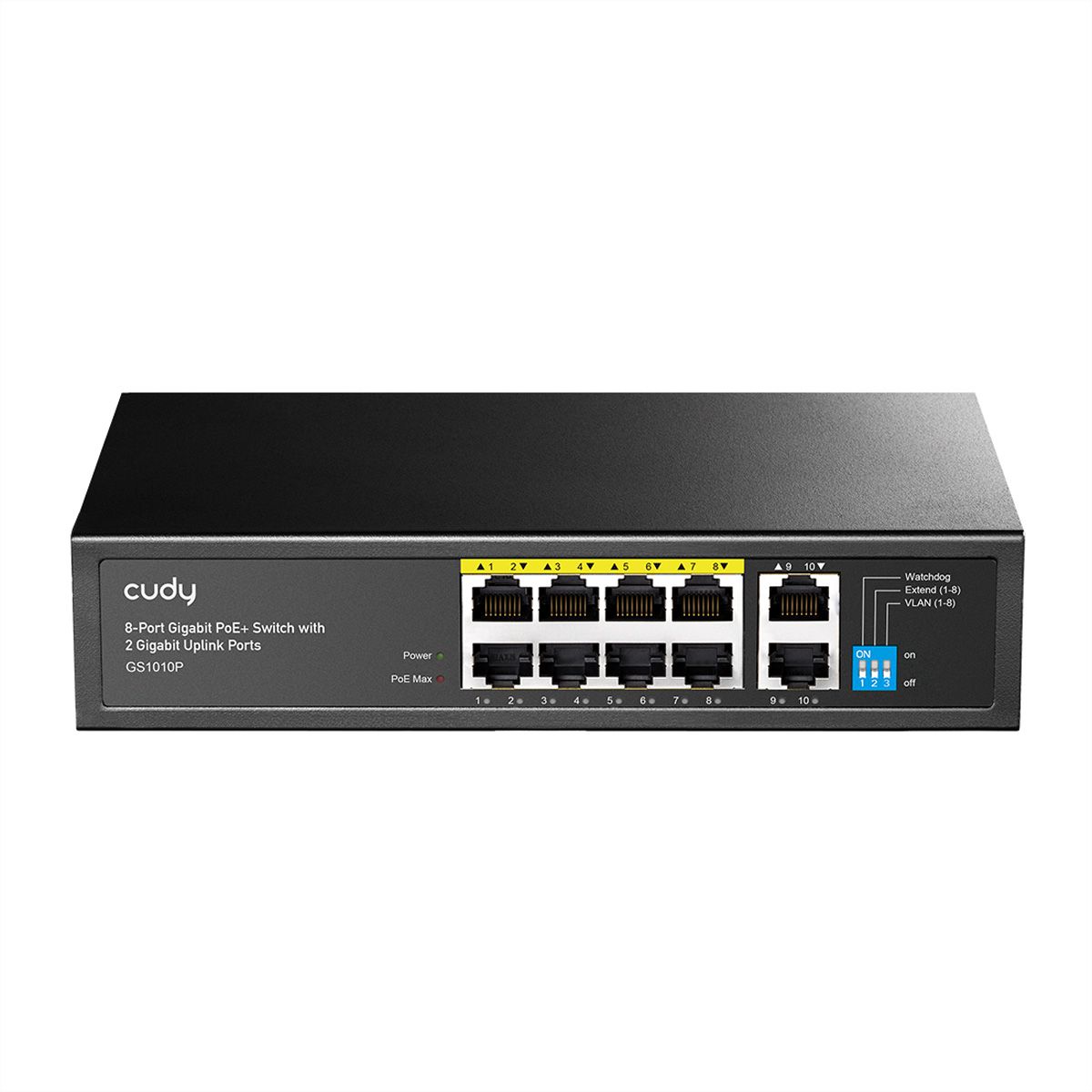 CUDY GS1010P Switch 8 ports Gigabit PoE+, avec 2 ports Gigabit Uplink 120W