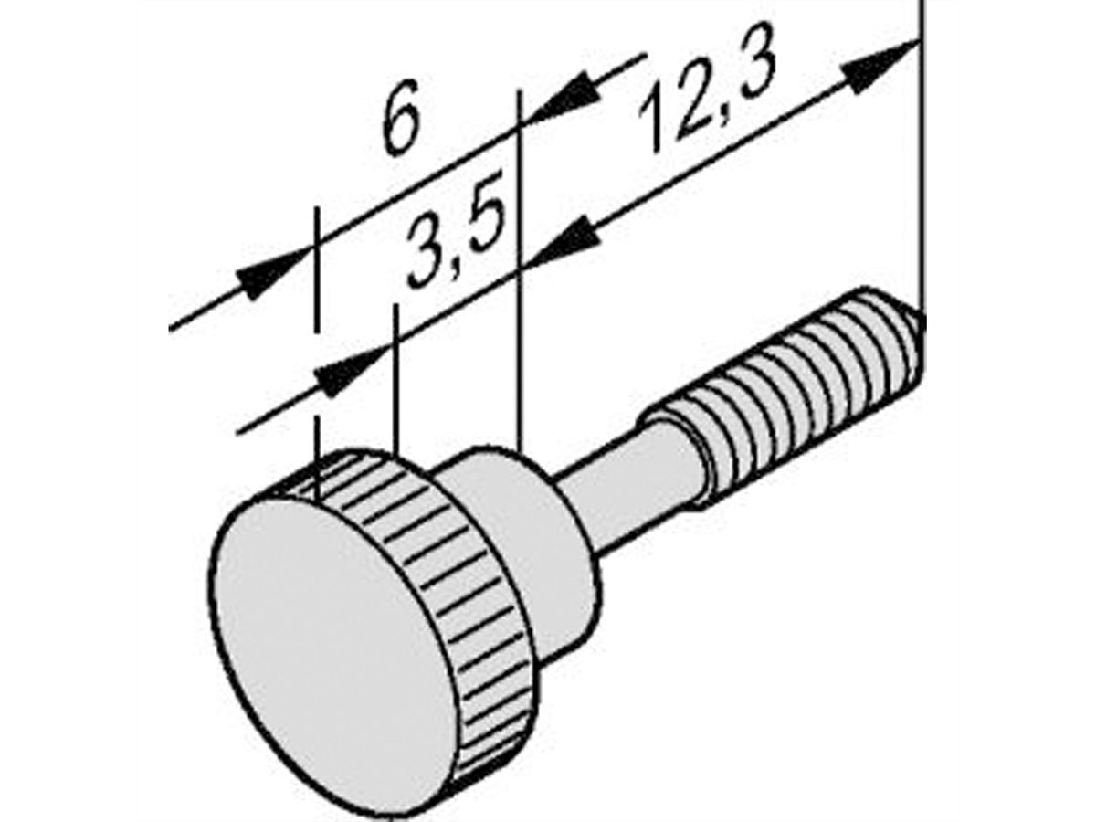 Vis à collerette de SCHROFF, tête moletée courte, M2.5 x 12.3 mm, laiton nickelé, 100 pièces