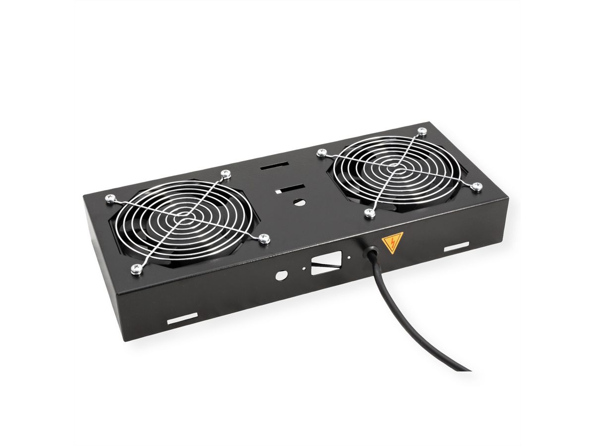 ROLINE 19" Unité de ventilation, 2 ventilateurs, pour boîtier mural, noir