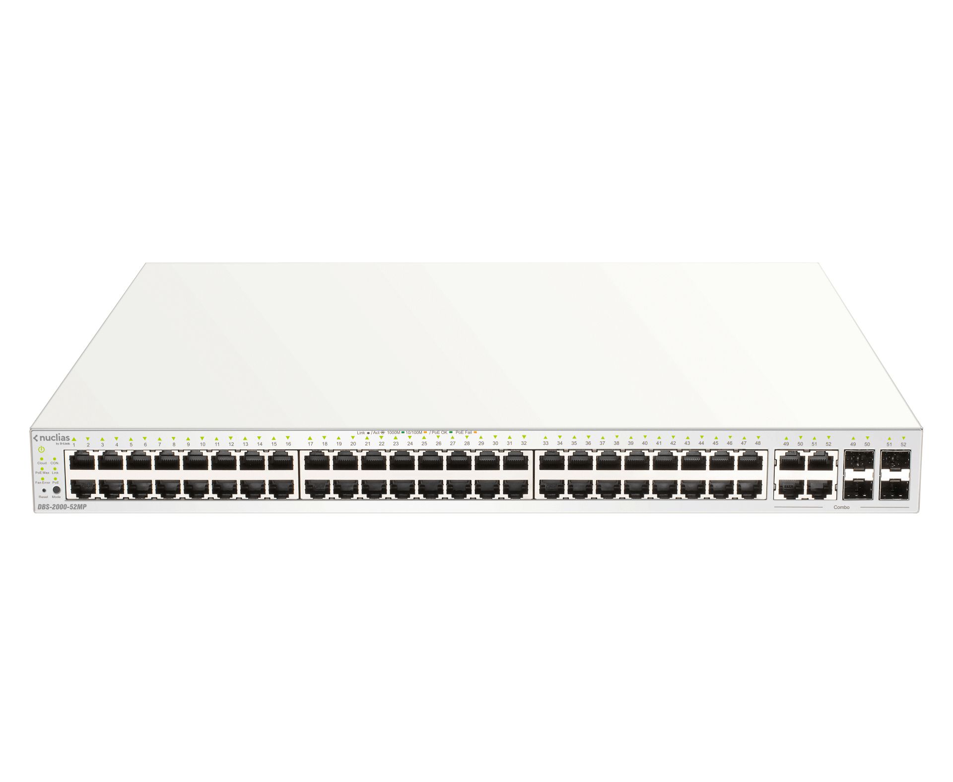 D-Link DBS-2000-52MP commutateur réseau Géré L2 Gigabit Ethernet (10/100/1000) Connexion Ethernet, supportant l'alimentation via ce port (PoE) Gris