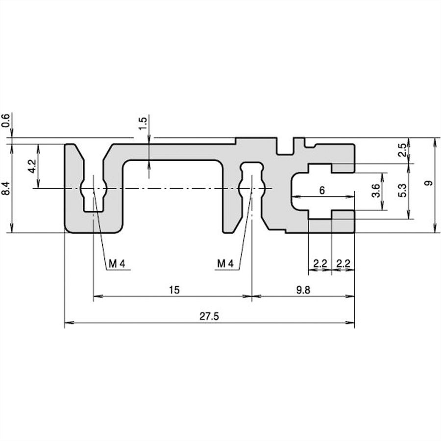 Rail horizontal SCHROFF, arrière, type H-ST, lourd, standard, 28 HP
