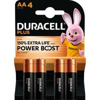 DURACELL Alcaline Plus, AA (LR6), pack de 4