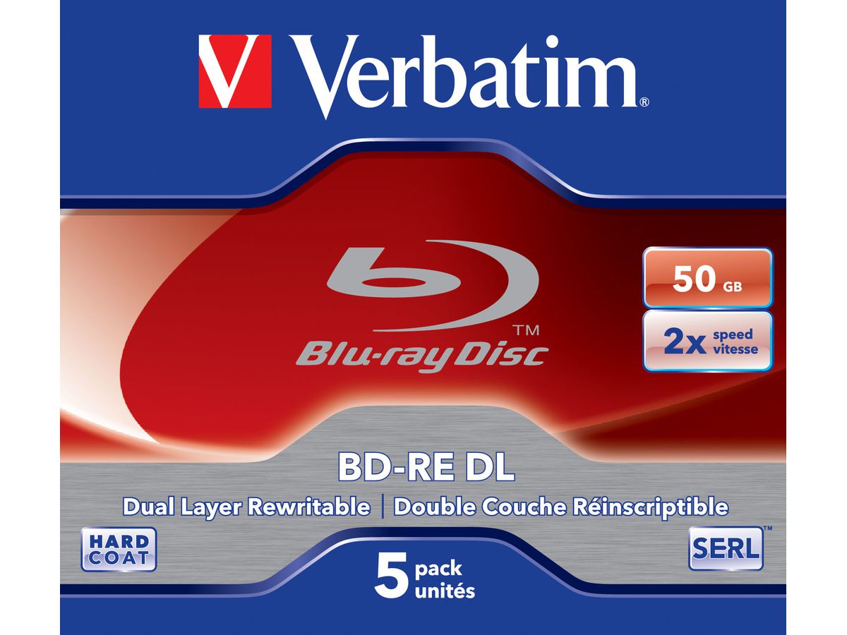 Verbatim BD-RE DL 50GB 2 x 5 Pack Jewel Case 50Go 5pièce(s)