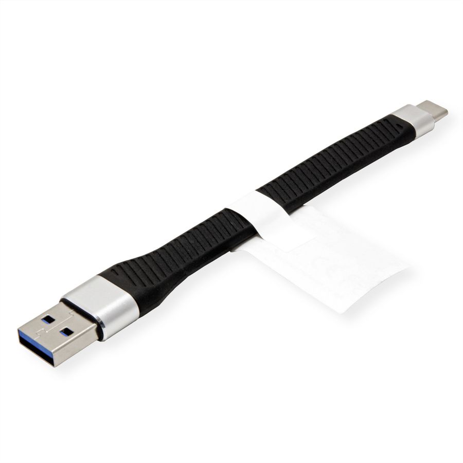 ROLINE Câble USB 3.2 Gen 2 en silicone, C-A, M/M, 10Gbit/s, Emark, noir, 11 cm