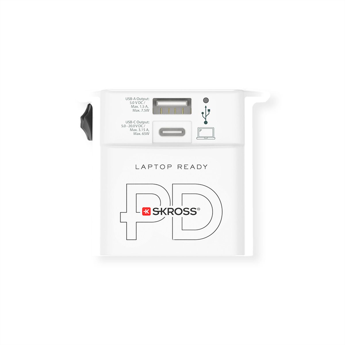 SKROSS Adaptateur de voyage MUV USB A/C 65PD avec câble USB-C, monde