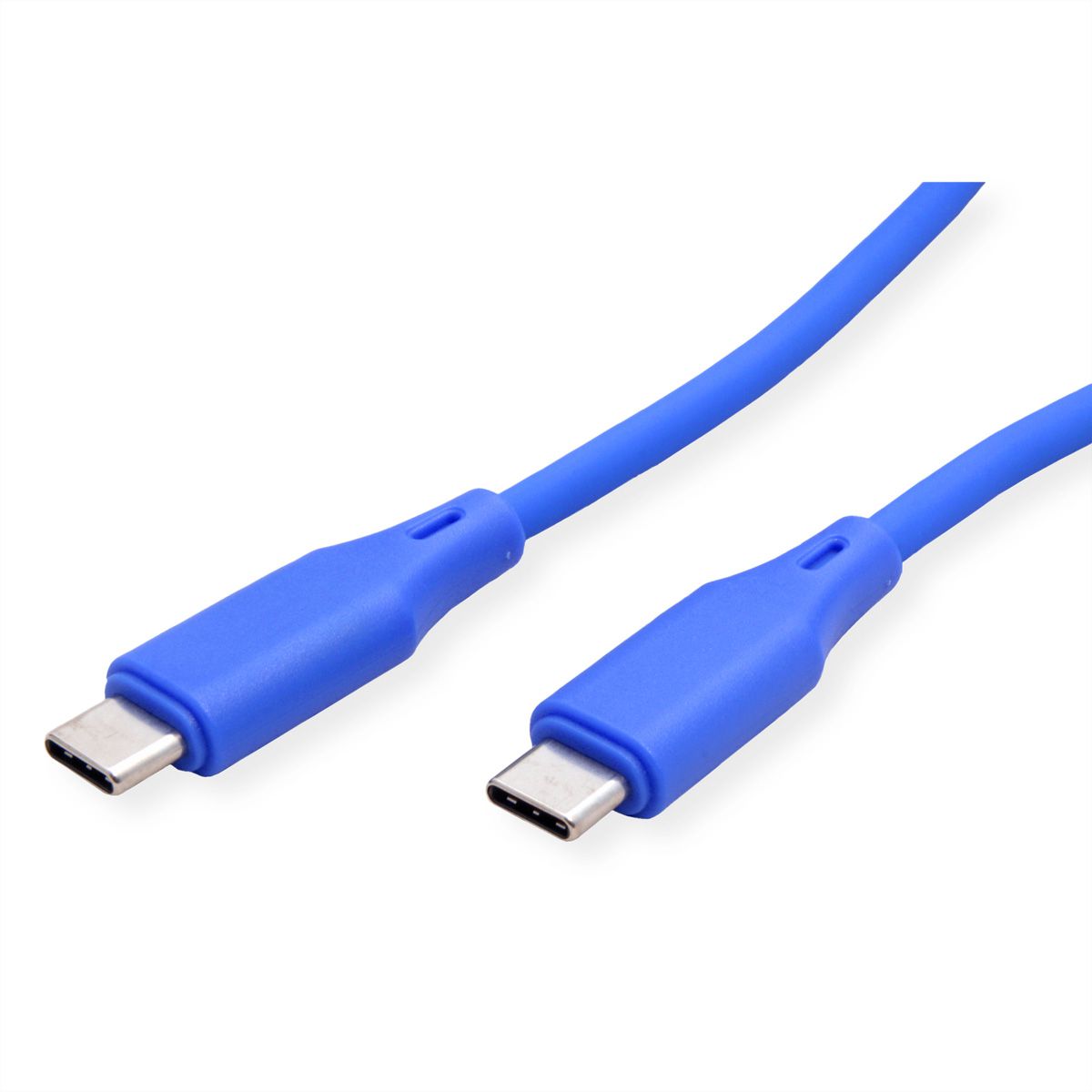 ROLINE Câble USB 2.0, C–C, M/M, silicone, 60W, bleu, 1 m