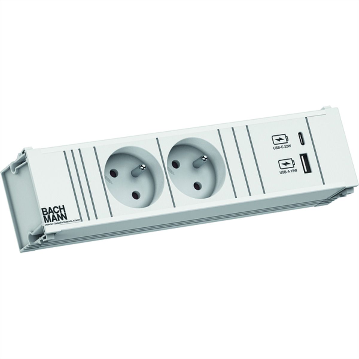 BACHMANN CONI 2xUTE 1xUSB A/C 22W 0,2m GST18 RAL9010