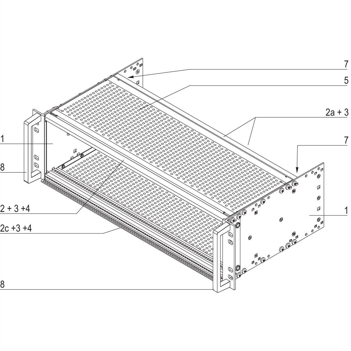 SCHROFF EuropacPRO 19" Subrack Kit pour chemin de fer, blindé, EN 50155, CompactPCI, 3 U, 84 HP, 235 mm