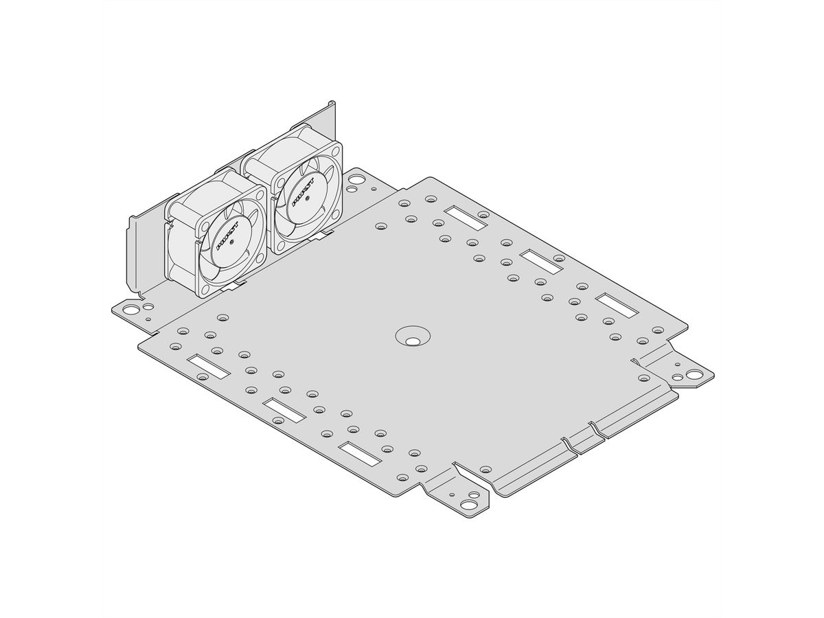 Plaque de montage SCHROFF Interscale avec support de ventilateur intégré et ventilateurs, 1U, 3 ventilateurs