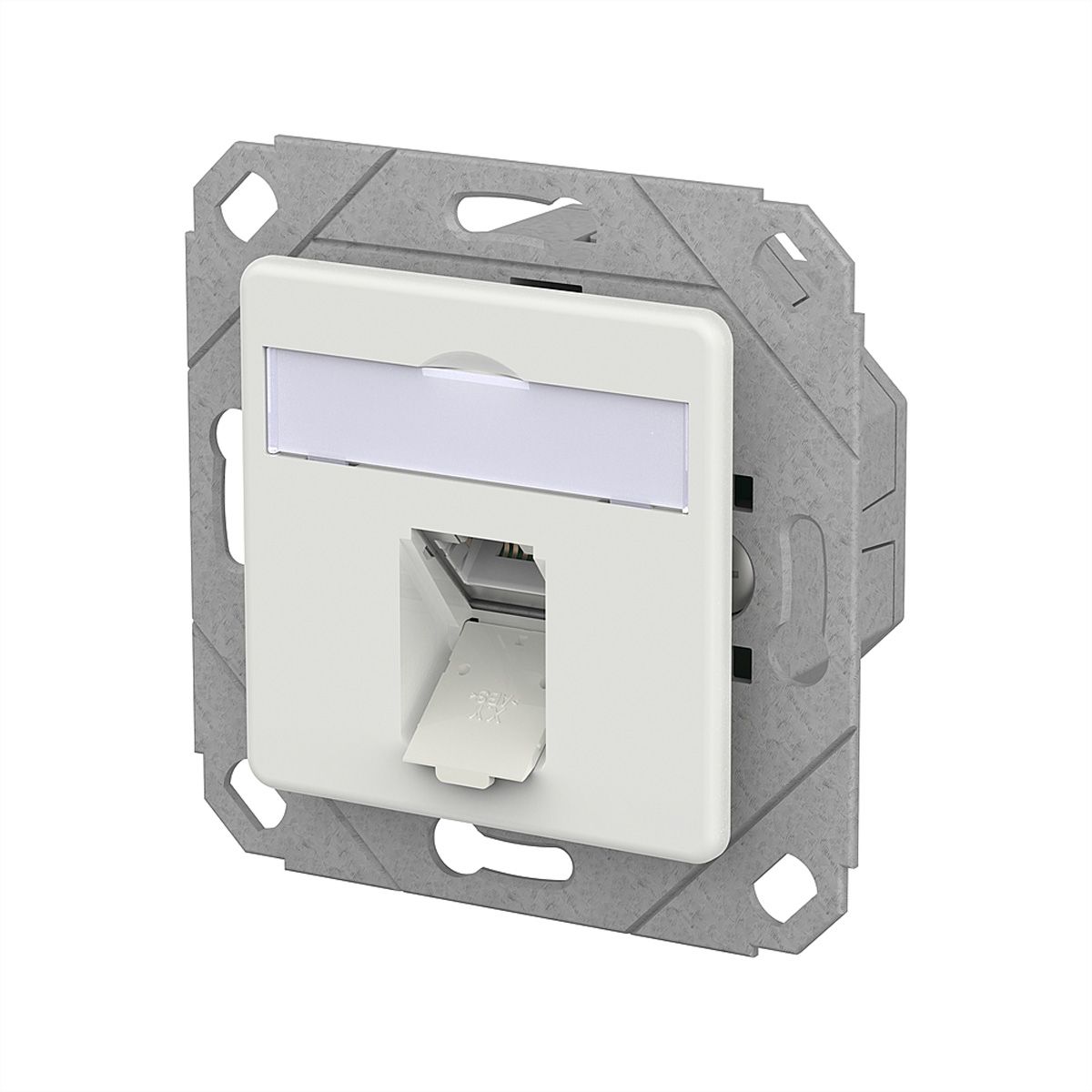 METZ CONNECT E-DAT C6A LSA++ Prise, 1 port, goulotte encastrée (UPk), blanc signalisation brillant