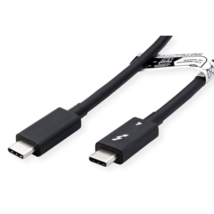 ROLINE Câble Thunderbolt™ 4 USB type C, M/M, 8K UHD-2, 40Gbit/s, 100W, passif, noir, 1 m