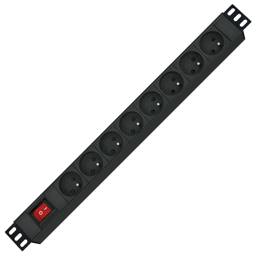 ROLINE Prise multiple 19", 8 ports, avec interrupteur, noir, 1,8 m