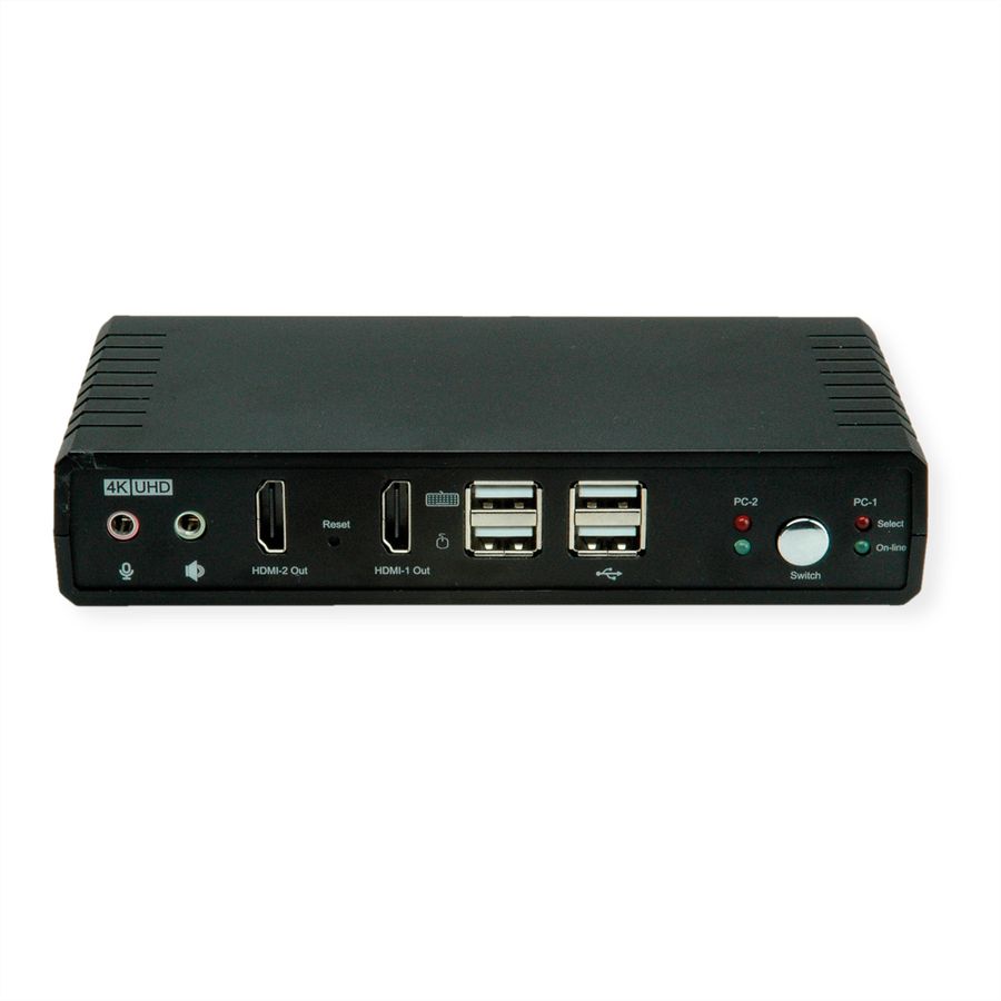 ROLINE Switch KVM Dual Head Audio, HDMI, 4K60, 1 Utilisateur - 2 PCs